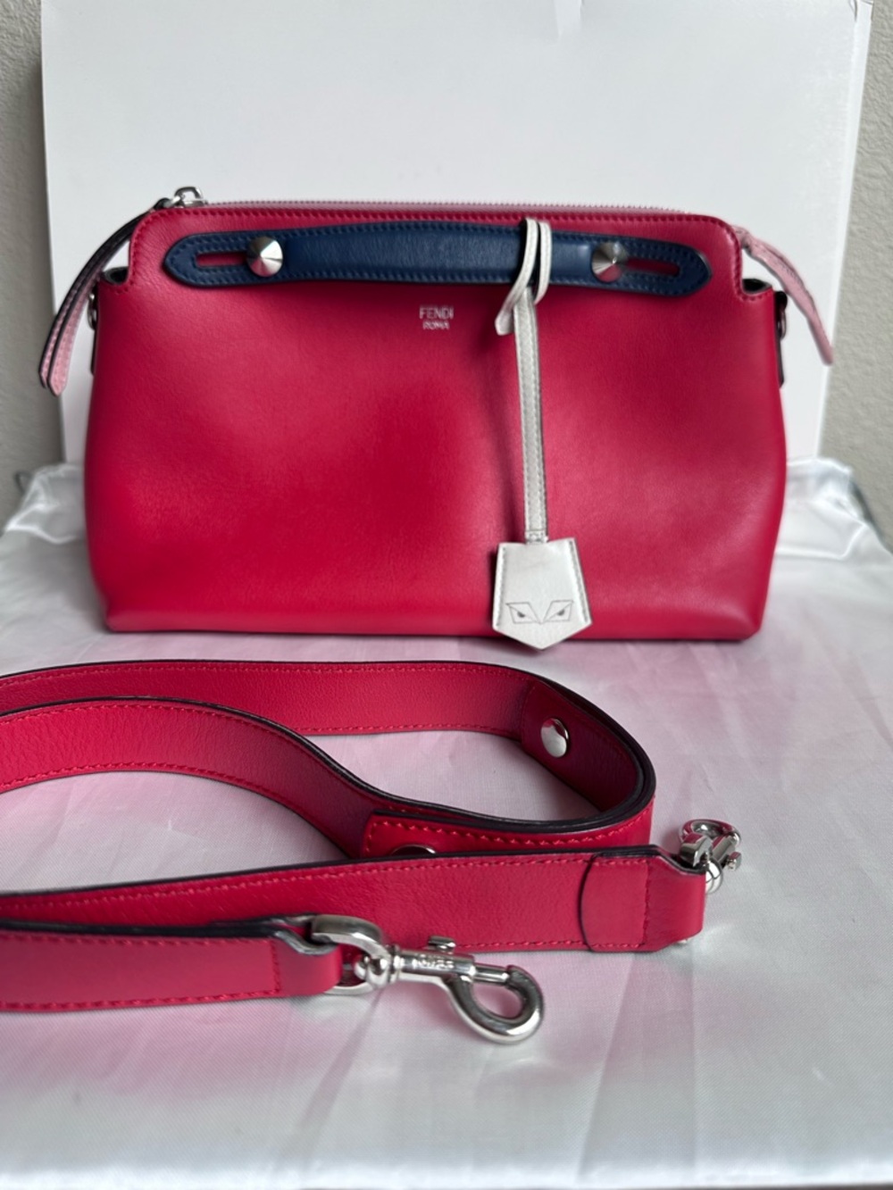 Fendi By The Way Tricolor Leather 2-Way Crossbody Handbag